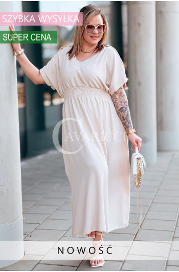 SORENTO - Zwiewna sukienka maxi z ozdobnymi guziczkami w kolorze...