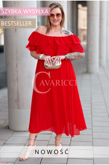 ERCILIA- Sukienka wieczorowa typu hiszpanka w kolorze czerwonym