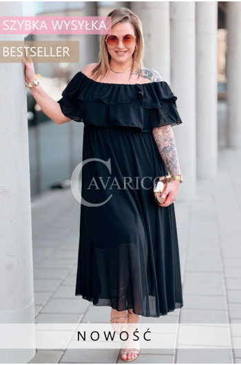 ERCILIA- Sukienka wieczorowa typu hiszpanka w kolorze czarnym