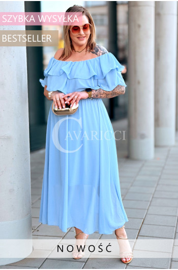 ERCILIA- Sukienka wieczorowa typu hiszpanka w kolorze błękit