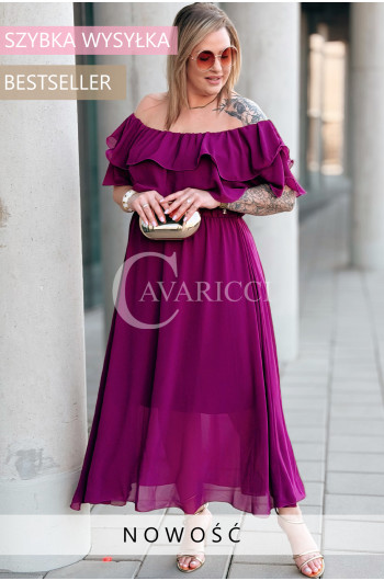 ERCILIA- Sukienka wieczorowa typu hiszpanka w kolorze purpurowym