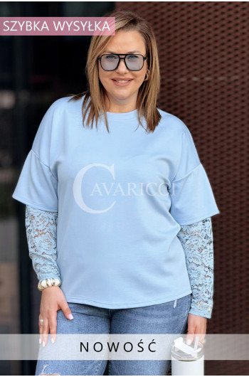 BENEDETTA - Bluza z koronkowym rękawem wygodna i stylowa w...