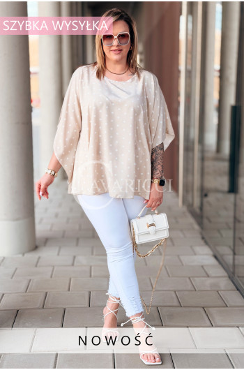 DONATELLE - Lekka bluzka damska w groszki modny luźny krój w...