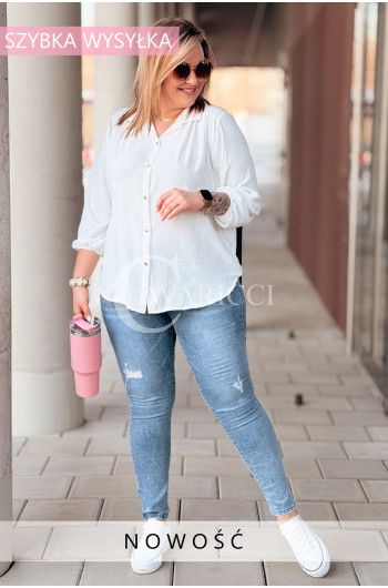 BERENICE - Bluzka koszulowa na co dzień i wyjście kolorze biały