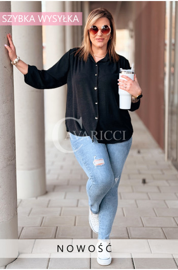 BERENICE - Bluzka koszulowa na co dzień i wyjście kolorze czarnym