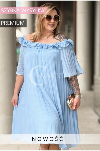 DIORKA - Premium urocza sukienka z falbankami w kolorze błękitnym
