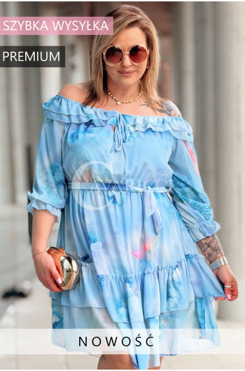 ELISABETH - hiszpanka w kwiaty premium z falbaną nadruk w kolorze...