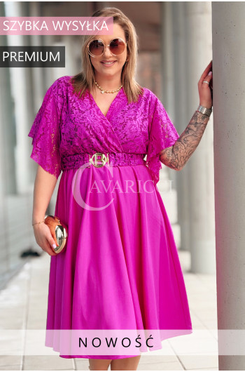 CLARISSA - Premium sukienka wizytowa z koronką i rozkloszowanym...