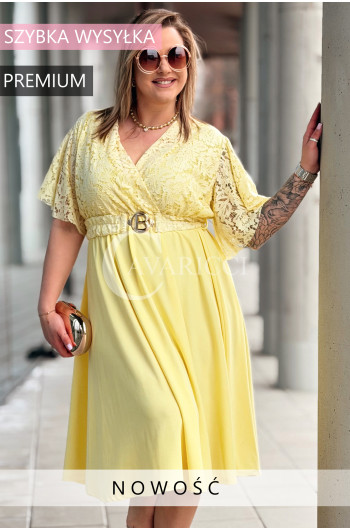 CLARISSA - Premium sukienka wizytowa z koronką i rozkloszowanym...