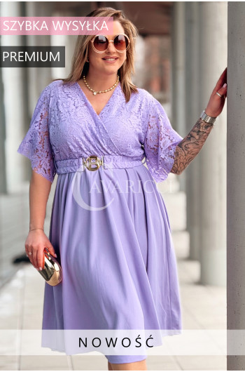 CLARISSA - Premium sukienka wizytowa z koronką i rozkloszowanym...