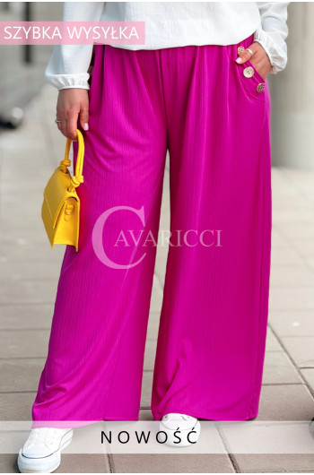 ZINERVA - Szerokie spodnie prążkowane z ozdobnymi złotymi...