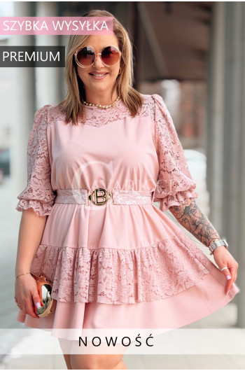 CHIARA - Sukienka elegancka nowość premium koronka pasek w...