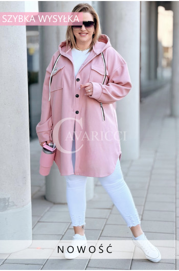 Bluza Flauszowa GIJA – Przedłużany Koszulowy Krój z Kapturem w...