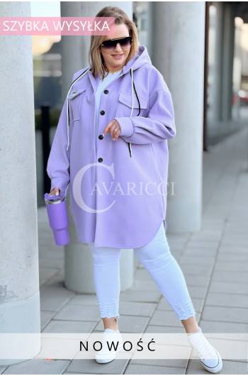 Bluza Flauszowa GIJA – Przedłużany Koszulowy Krój z Kapturem w...