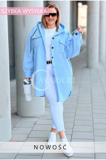 Bluza Flauszowa GIJA – Przedłużany Koszulowy Krój z Kapturem w...