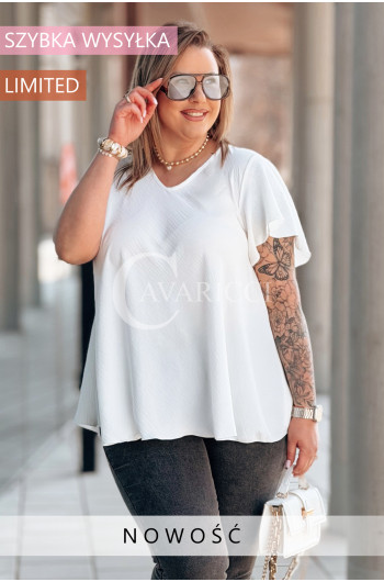 Bluzka MARINA – Zwiewny Krój Trapezowy z Rękawkiem Motylkiem...