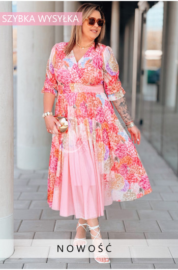 Sukienka CARLA – Zjawiskowa Siateczka w Kwiaty na Dzianinowej...