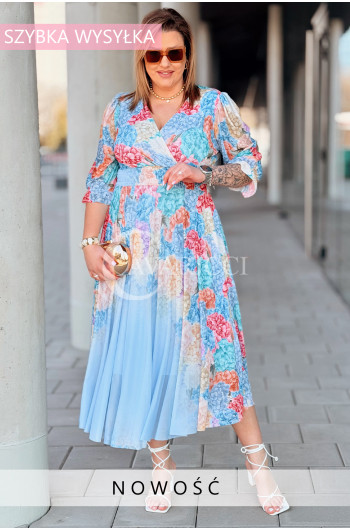 Sukienka CARLA – Zjawiskowa Siateczka w Kwiaty na Dzianinowej...