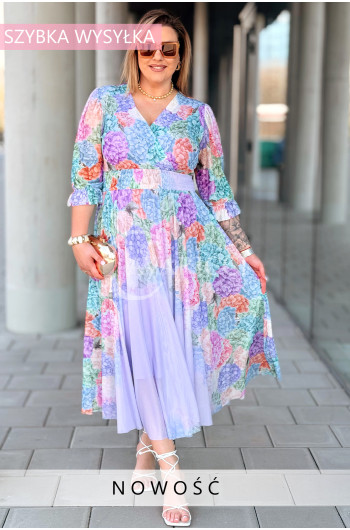 Sukienka CARLA – Zjawiskowa Siateczka w Kwiaty na Dzianinowej...