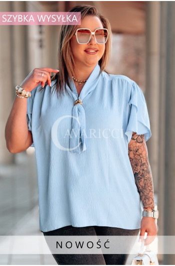 Bluzka PIA – Elegancka Krawatka, Biżuteryjny Detal i Zwiewny...