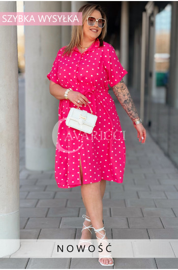 Sukienka VIVIANA – Koszulowy Fason w Groszki, Który Pięknie...