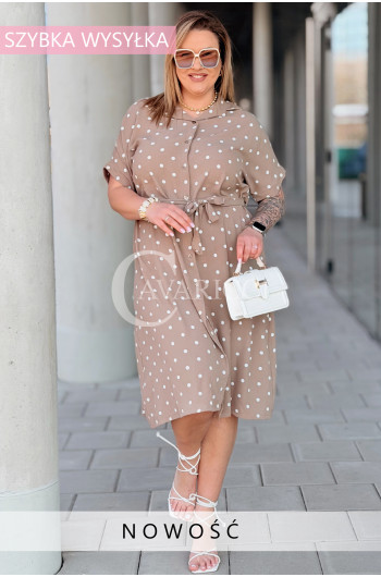 Sukienka VIVIANA – Koszulowy Fason w Groszki, Który Pięknie...