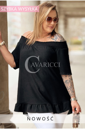 Bluzka BIAGIA – Zwiewna Hiszpanka z Falbaną Maskująca Brzuszek...