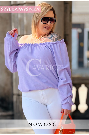 Bluzka AMORE – Zmysłowa Hiszpanka z Długim Rękawem Kolor Lila