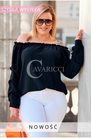 Bluzka AMORE – Zmysłowa Hiszpanka z Długim Rękawem Kolor Czarna