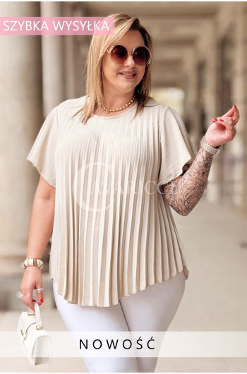 Elegancka Bluzka BATTISTINA – Gęste Plisy Idealnie Maskujące...
