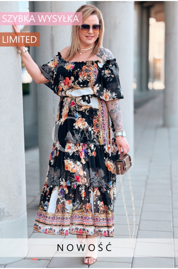 Letnia Sukienka ORCHIDEA – Zwiewny Fason Maxi z Zjawiskowym...