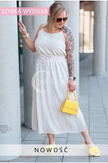 Letnia Sukienka ELECTRA – Zwiewny Fason Maxi z Gumką w Talii...