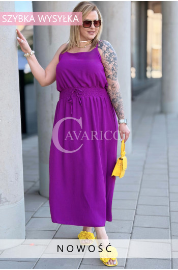 Letnia Sukienka ELECTRA – Zwiewny Fason Maxi z Gumką w Talii...