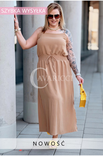 Letnia Sukienka ELECTRA – Zwiewny Fason Maxi z Gumką w Talii...