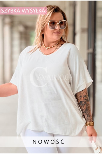 Nowość! Bluzka Oversize HORTENSIA z Wiązaniem po Bokach Kolor Ecrue