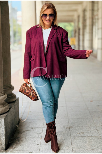 INGRID Stylowa Marynarka Zamszowa z Podszewką Plus Size w Kolorze...