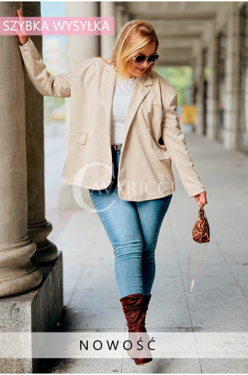 INGRID Stylowa Marynarka Zamszowa z Podszewką Plus Size w Kolorze...