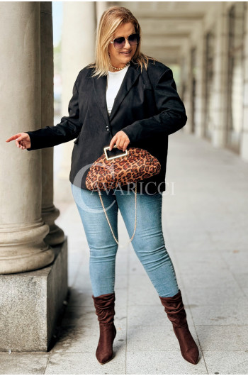INGRID Stylowa Marynarka Zamszowa z Podszewką Plus Size w Kolorze...