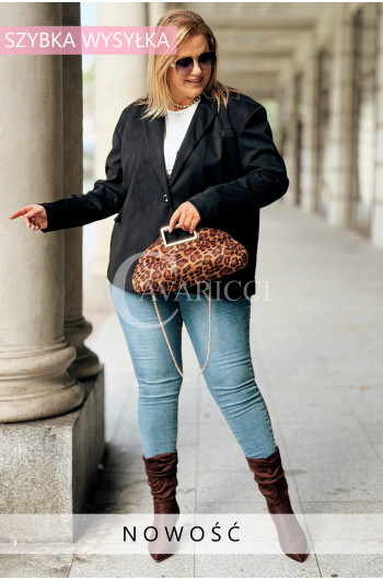 INGRID Stylowa Marynarka Zamszowa z Podszewką Plus Size w Kolorze...