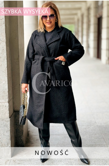 JUTTANI Elegancki Płaszcz Boucle z Paskiem i Kieszeniami w...