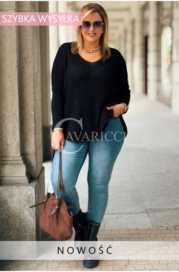 HANNA Luźny Sweter Damski z Długim Rękawem Plus Size w Kolorze...
