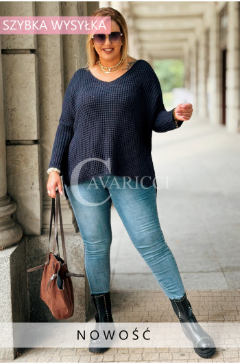HANNA Luźny Sweter Damski z Długim Rękawem Plus Size w Kolorze...