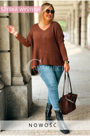 HANNA Luźny Sweter Damski z Długim Rękawem Plus Size w Kolorze...