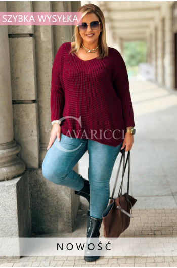 HANNA Luźny Sweter Damski z Długim Rękawem Plus Size w Kolorze...