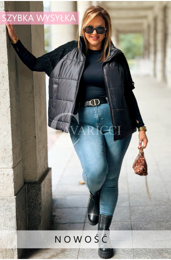 ROSE Kamizelka Pikowana Plus Size Ze Sweterkowymi Rękawami i...