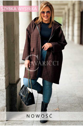 AURORA Kurtka Plus Size Pikowana Z Kapturem i Kieszeniami w...