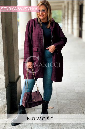 AURORA Kurtka Plus Size Pikowana Z Kapturem i Kieszeniami w...
