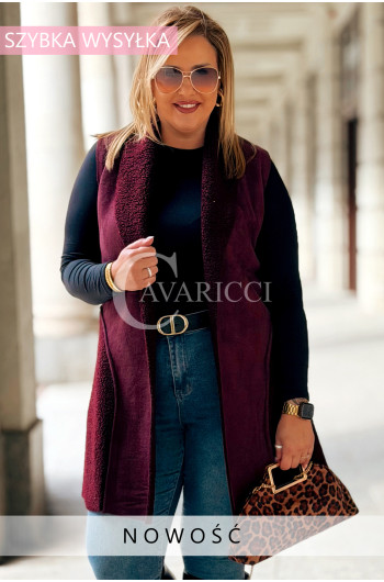 PENNY Długa Kamizelka Damska Plus Size Baranek Ciepła w Kolorze...