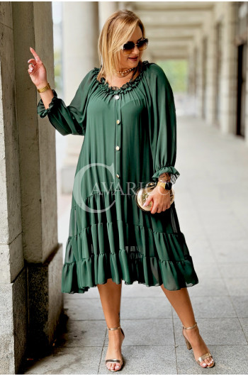 LIPPY Długa Sukienka Damska Plus Size Szyfon i Halka w Kolorze...