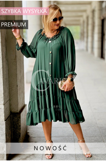 LIPPY Długa Sukienka Damska Plus Size Szyfon i Halka w Kolorze...
